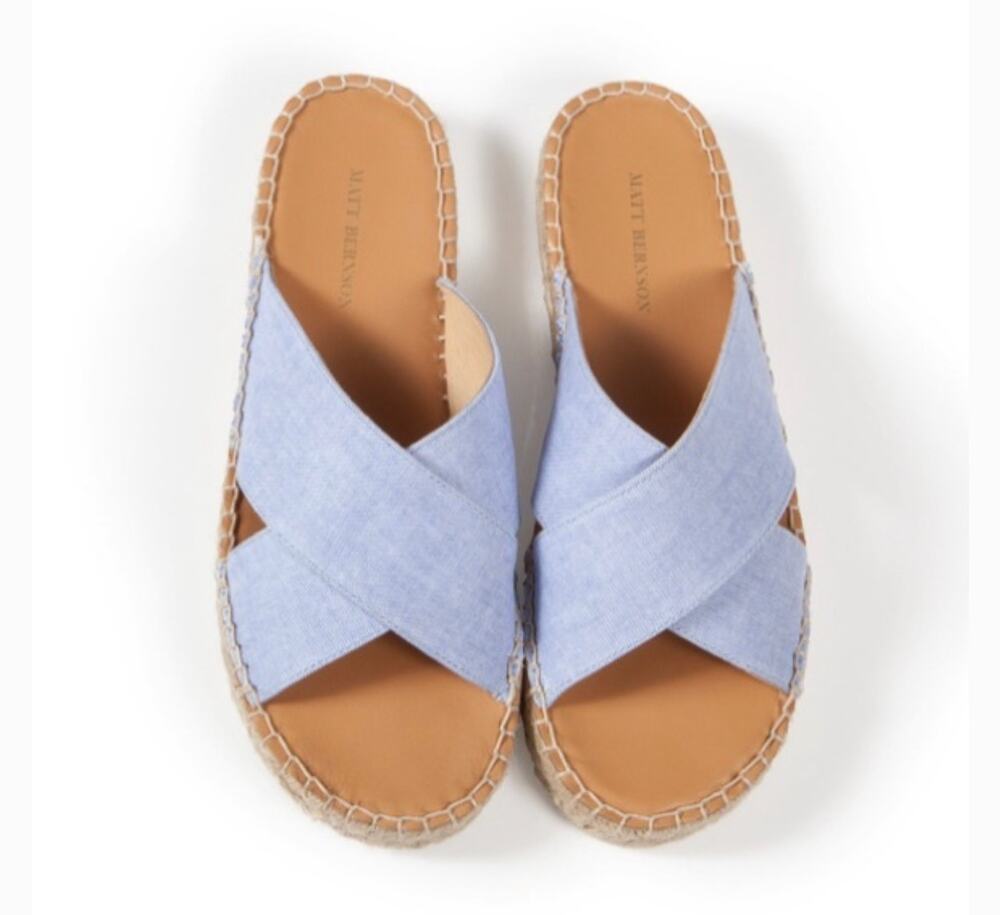 Matt Bernson Porto Cross Front Espadrille Slide Sandals Size 9